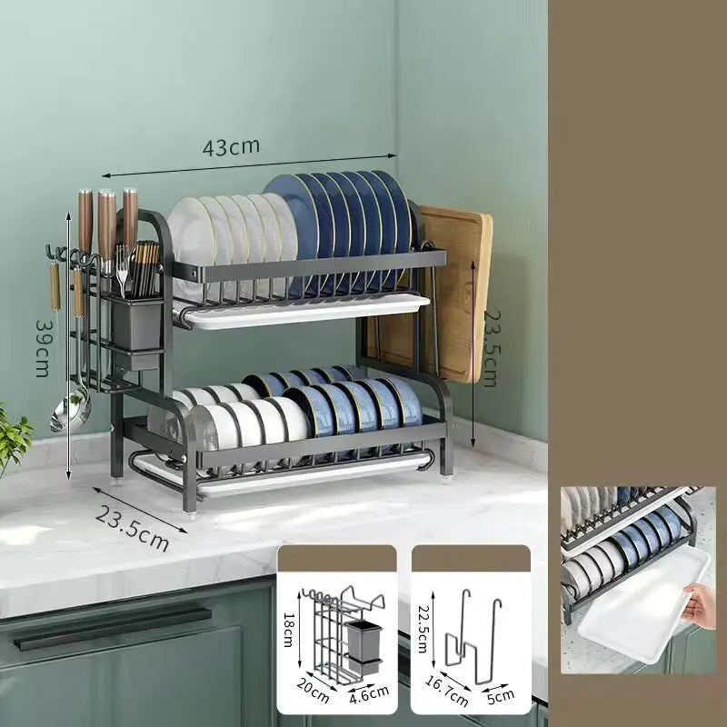 2-tier dish rack stainless steel kitchen organizer
