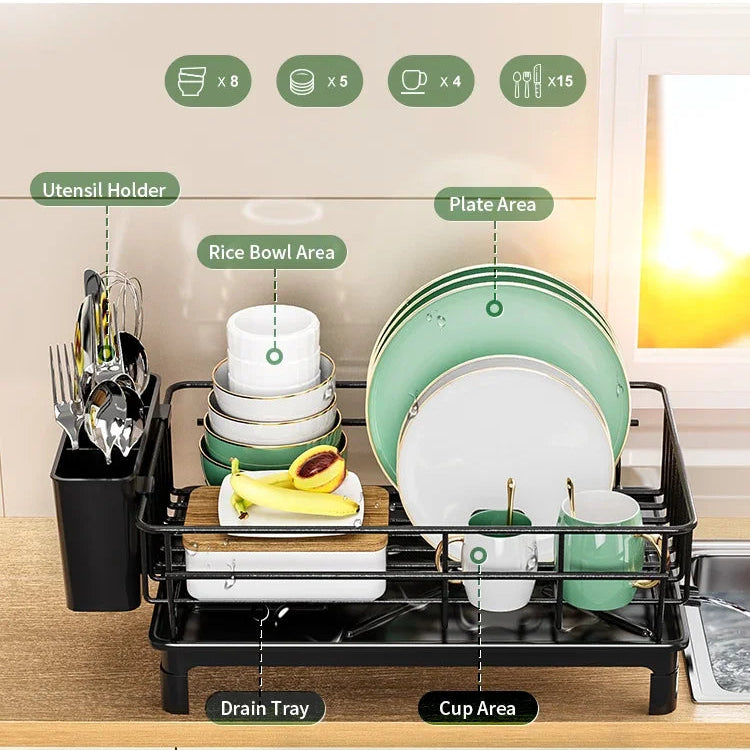 Compact kitchen dish rack 