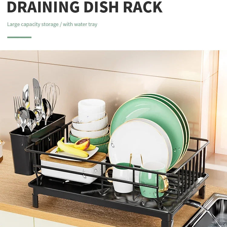 Compact kitchen dish rack draining