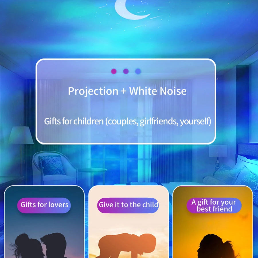 Northern Lights Night Light Projection + White Noise