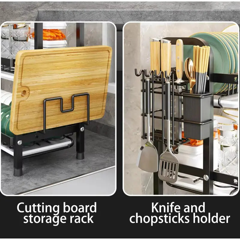 compact dish drying rack with utensil holder
