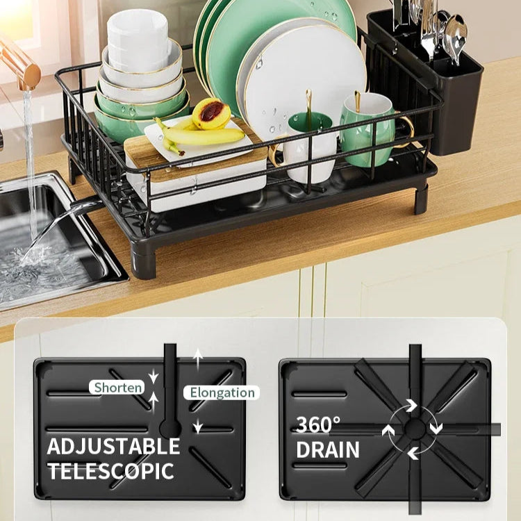 kitchen dish rack draining Adjustable telescope